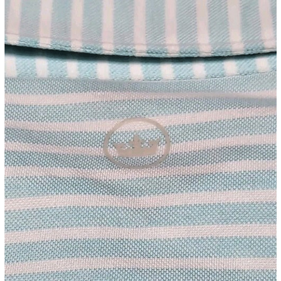 Peter Millar Light Blue and White Striped Polo Shirt - Picture 7 of 16